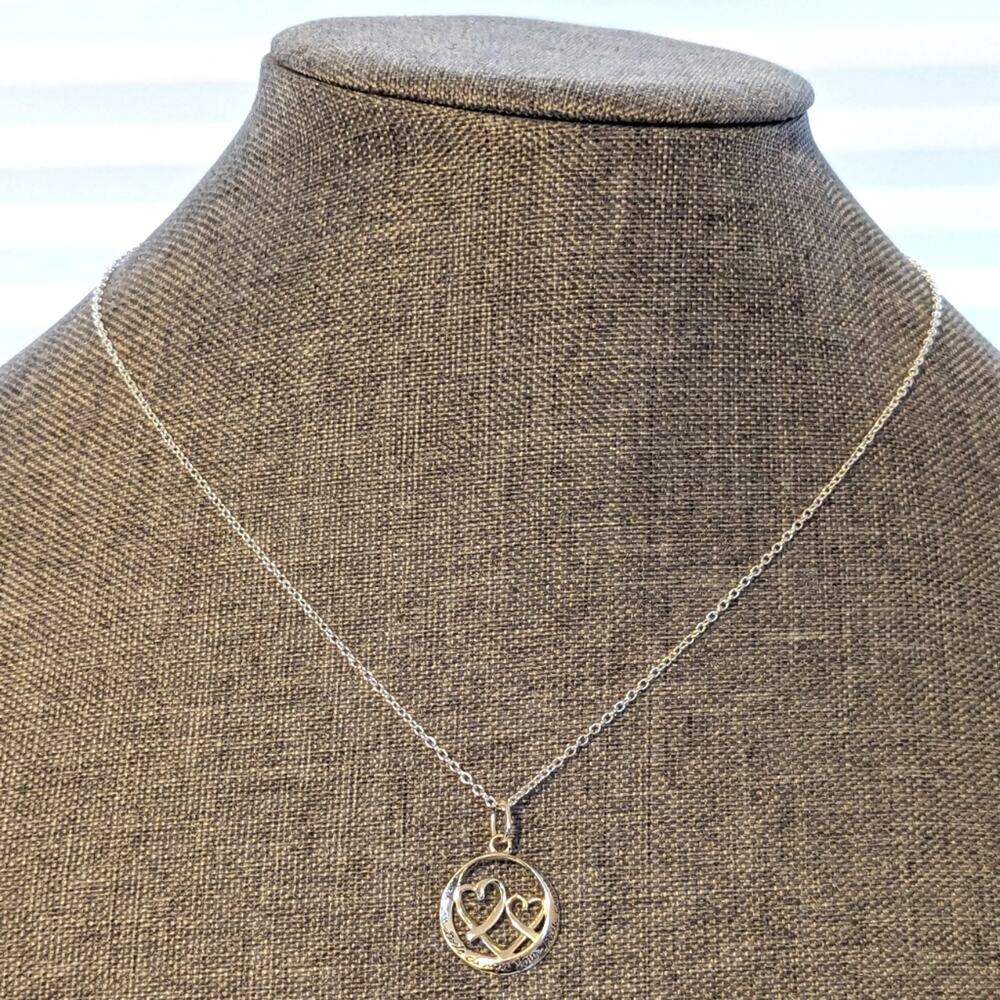 Sterling Silver 925 Dainty Christianity Religious Quote Hearts Pendant Necklace
